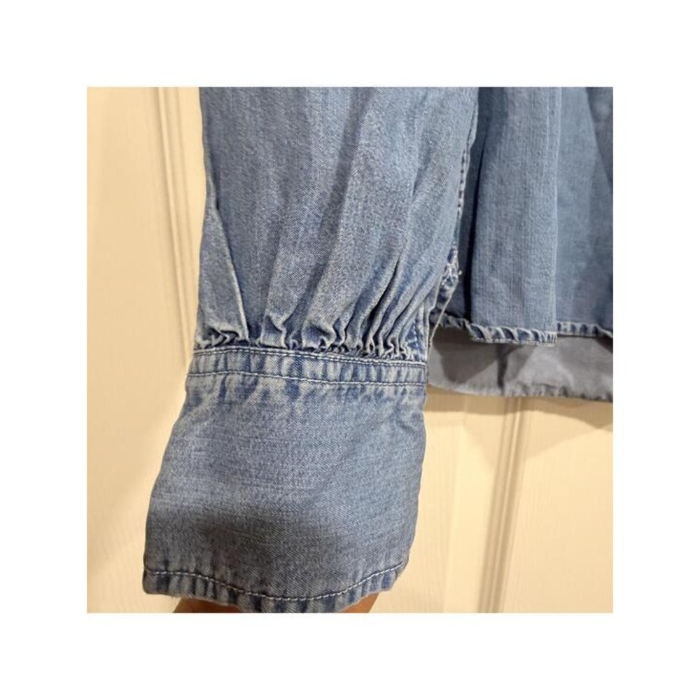 #74 LAUREN RALPH LAUREN Chambray Button up top blouse sz. petite small - Picture 4 of 9
